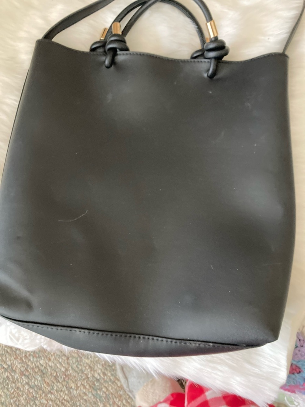 Classic Black Leather Tote Bag